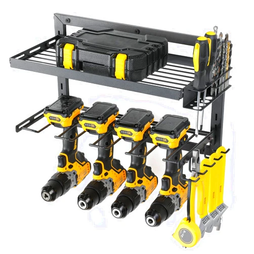 COFIT 2-Tier Power Tool Organizer, Power Drill Tool Holder, Wall Mount Tool Storage Organizer, Adjustable Height Iron Tool Rack for Garage Organization and Workshop
