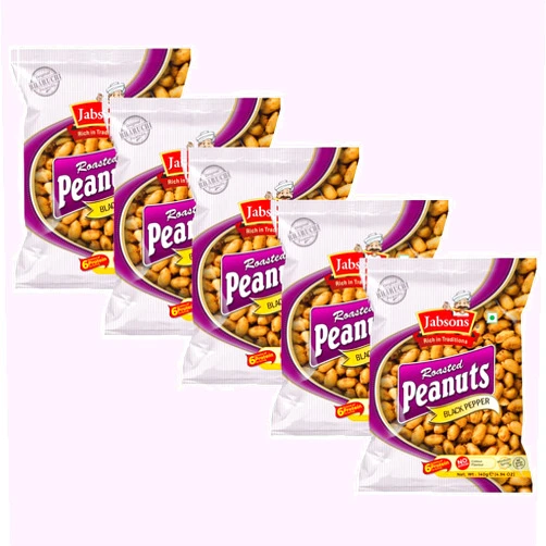 Jabsons - Black Pepper Roasted Peanuts, 140 G (Pack of 5)