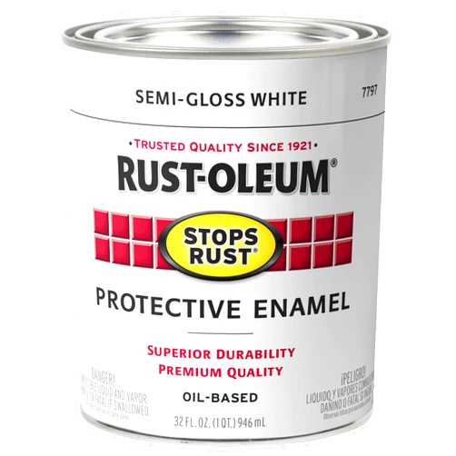 Rust-Oleum 7797502 Stops Rust Brush On Paint, Quart, Semi-Gloss White, 1 Quarts (Pack of 1)