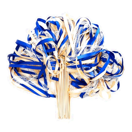 Wishprom 100 Pack Ribbon Wedding Wands Sticks Wedding Party Favors Streamers with Gold Bells and Lace Silk Fairy Wand for Party Activities Baby Shower Holiday Celebration
