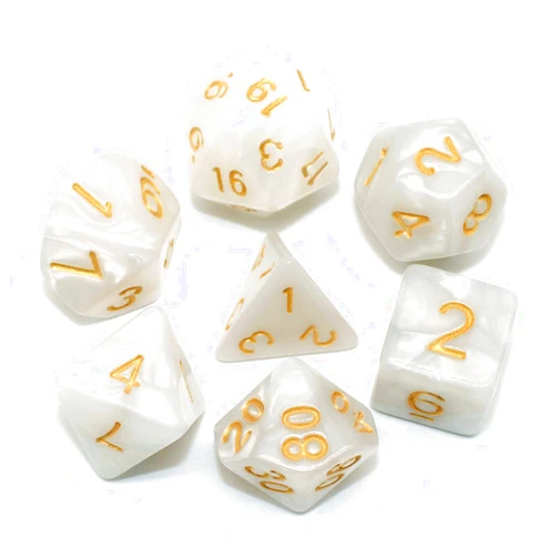 HD DND Dice Set Pearl White RPG 7-Die Dice Set Fit Dungeons and Dragons(D&D) Pathfinder MTG Role Playing Games Polyhedral Dice with Dice Pouch