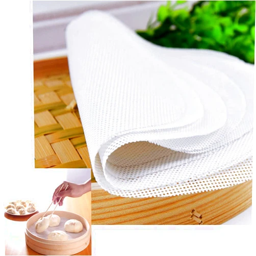Rolin Roly 5PCS 10 inch Silicone Steamer Liners Round Mesh Baking Mats Non-Stick Steamed Reusable Food Grade Pastry Dim Sum Steamer Papers Bamboo Dumpling Mat