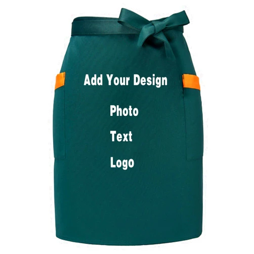Generic Custom Waist Apron Add Picture Logo Name Image Personalized Design Apron Restaurant Chef Waiter Pocket Apron