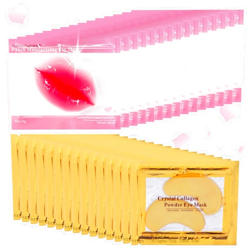 Sulily 30 Pairs Lip Masks & 24K Gold Eye Masks,Crystal Gel Collagen Eye Patches for Puffy Eyes,Moisturizing Cooling Skin Lines Dark Circles,Wrinkles,Bachelorette Party Favors,Bulk Gifts,Stocking Stuffers