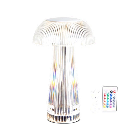 flybold Acrylic Mushroom Lamps - Clear Transparent Modern Desk Lamps with Remote Control - Portable Dome Shade Accent Decor for Living Room - 3ft Cord, 15W Bulb, E12 Socket - 10.62Hx6.69Lx6.69W