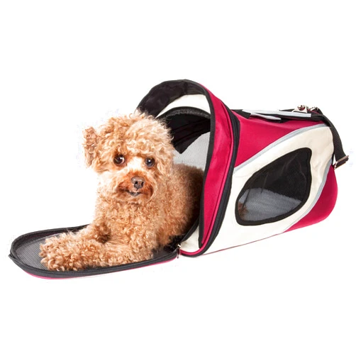 Pet Life 'Phenom-Air' Airline Pet Carrier - Zippered and Folding Collapsible Travel Cat and Dog Carrier - Travel Pet Carrier with included Over-The-Shoulder straps and Pouch