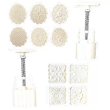 ArtioHipo Moon Cake Mold 10 PCS, Mid Autumn Festival DIY Hand Press Cookie Stamps Pastry Tool Shortbread Moon Cake Maker, Flower Mode Patterns For 2 Sets 125g 4pcs + 75g 6pcs