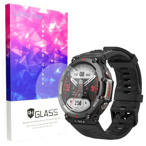Lamshaw Compatible for Amazfit T-Rex 2 Screen Protector, [3 Pack] 9H Tempered Glass Screen Protector Film Compatible for Amazfit T-Rex 2 Smart Watch/Amazfit T-Rex Ultra Smart Watch (3 pack)