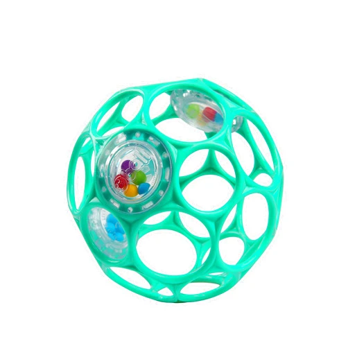 Bright Starts Oball Easy-Grasp Rattle BPA-Free Infant Toy in Teal, Age Newborn and up, 4 Inches