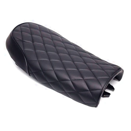 Remaiw Universal Motorcycle Retro Diamond Flat Brat Style Cafe Racer Seat for CB CL Retro Yamaha SR XJ Suzuki GS (Black)