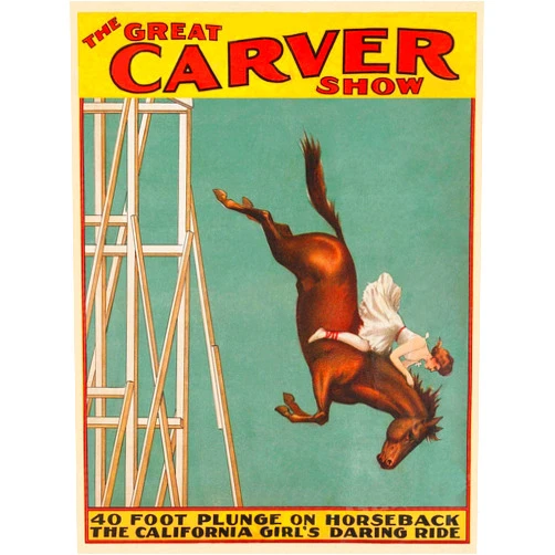 Digi Magnets MAGNET The Great Carver Diving Horse Show 1920s Atlantic City Steel Pier Magnet Vinyl Magnetic Sheet for Lockers, Cars, Signs, refrigerator 5