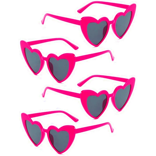 Ricawa 4 Pack Heart Shaped Sunglasses Trendy Cat Eye Love Heart Glasses Vintage Retro Heart Sunglasses for Women