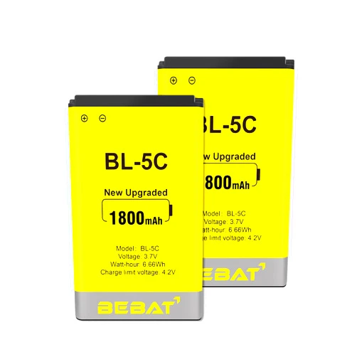 BEBAT (2 Pcs) BL-5C Battery, 3.7V 1800mAh Rechargeable BL-5C Battery Suitable for Household Radio, Nokia with Current Protection