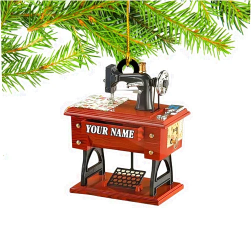 IZI POD Personalized Sewing Machine Christmas Ornament 2024, Custom Sewing Ornament, Gifts for Sewing Lovers, Christmas Tree Decor, Gift for Sewing Lovers - Xmas Tree Hanging Decoration, Flat 2D, 9