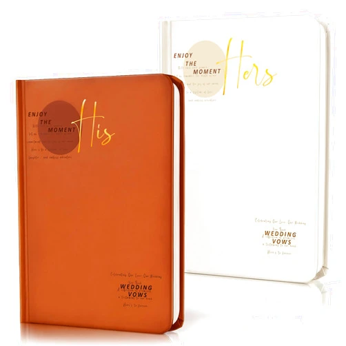 Jowaia Wedding Vow Books, His and Hers Vow Books with Gold Foil Lettering, Hardcover Wedding Notebook 56 Lined Pages/28 Sheets, Perfect Wedding Essentials for Your Wedding Day,Bridal Gifts (Terracotta-Beige)