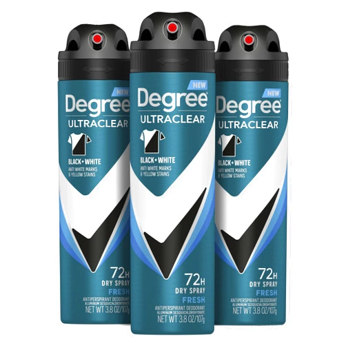 FQQF Degree Men Antiperspirant Spray Black + White 3 Count Protects from Deodorant Stains Instantly Dry Spray Deodorant 3.8 oz