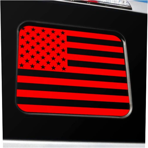 BocaDecals Precut Rear Middle Window American Flag Decal Accessory Made in USA Compatible with and Fits F150, F250, F350 (Red)
