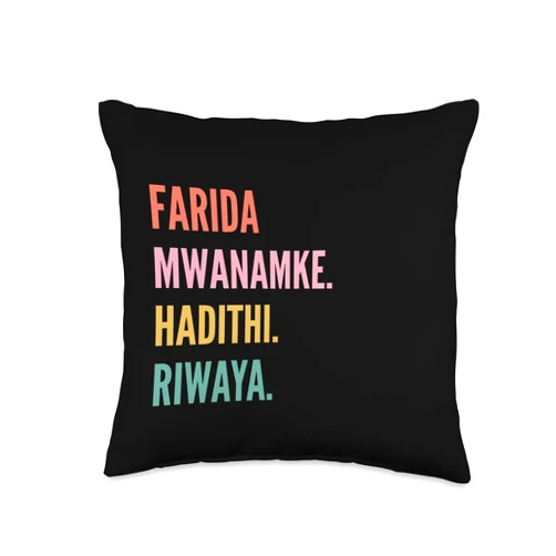 Funny First Name Designs in Swahili for Women Funny Swahili First Name Design-Farida Throw Pillow, 16x16, Multicolor