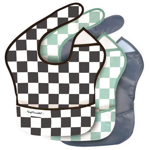 Tiny Twinkle Mess-Proof Baby Bib - Waterproof Bib for Baby Boy or Girl - PFAS, PVC, BPA, Phthalate Free - Baby Food Bibs