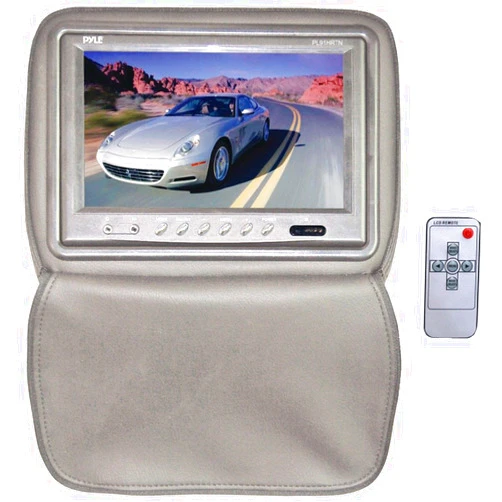 Pyle PL91HRTN Adjustable Headrests w/ Built-In 9'' TFT/LCD Monitor W/IR Transmitter & Cover (Tan)