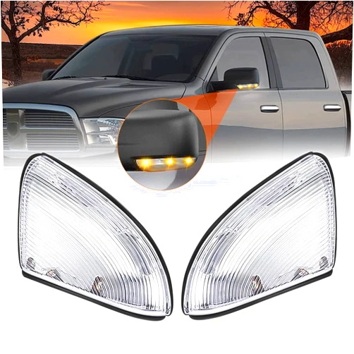 DOXMALL 2Pcs LED Side Mirror Turn Signal Puddle Lights LH RH Lamps Housing Assembly Compatible with Dodge Ram 1500 2500 2009-2018 68064948AA 68064949AA -1Pair
