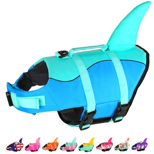 Dogcheer Dog Life Jacket, Cute Shark Dog Life Vest for Swimming Boating with Superior Buoyancy and Rescue Handle, Adjustable Puppy Floating Swim Vest for Small Medium Large Dogs(Pool Blue,XS)