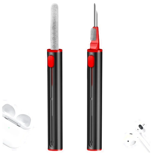 MOLOVA Multi-Function 3 in 1 Phone Cleaning Kit for Airpod Cleaner Kit Pen with Soft Brush Flocking Sponge，for Airpods Cleaning Kit Tools Suitable for Airpod, Bluetooth Headset, Mobile Phone (Black)
