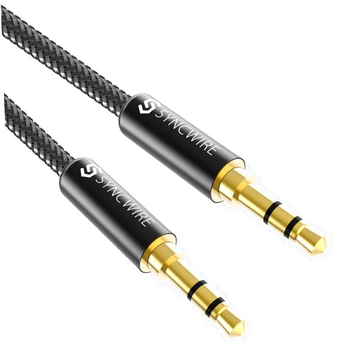 Syncwire 3.5mm Nylon Braided Aux Cable (3.3ft/1m,Hi-Fi Sound), Audio Auxiliary Input Adapter Male to Male Cord for Headphones, Car, Home Stereos, Speaker, iPhone, iPad, iPod, Echo & More – Black