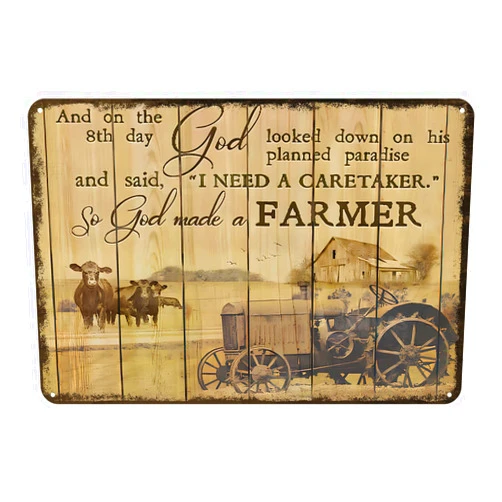 Aenaon Metal Sign God Made A Farmer Tin Sign Vintage Wall Decor Home Bar Cafe Garage Cave Decor Sign 12 X 8 Inch