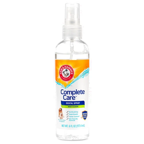 Arm & Hammer Complete Care Dog Dental Spray, Mint Flavor, Easy Brushless Dog Breath Freshener, Baking Soda Enhanced Formula for Fresh Dog Breath, 6oz