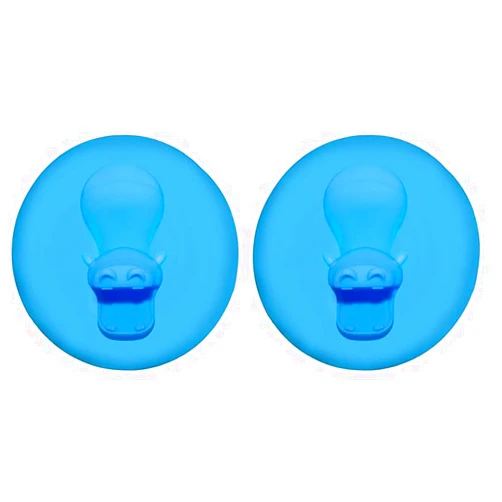 Bizzu Hippo Tub Stopper, Soft and Flexible Silicone Bathrub Drain Plus, Baby and Toddler Bathtime Accessory, Blue (Pack of 2)