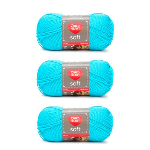 Red Heart Soft Turquoise Yarn - 3 Pack of 141g/5oz - Acrylic - 4 Medium (Worsted) - 256 Yards - Knitting/Crochet