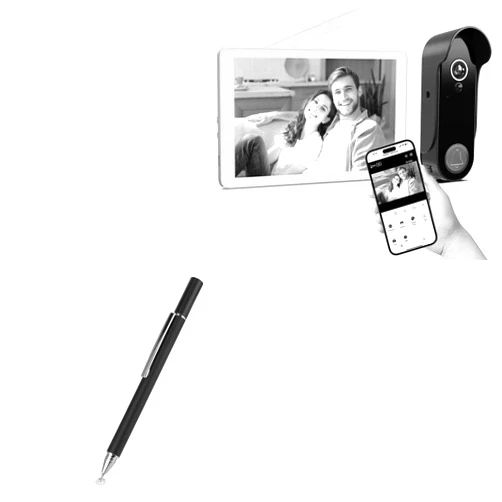 BoxWave Stylus Pen Compatible with VKJ Wireless Video Doorbell with Monitor Screen (TL-AH801) (8 in) - FineTouch Capacitive Stylus, Super Precise Stylus Pen - Jet Black