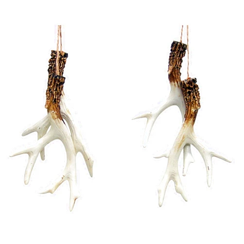 Wowser Deer Antler Christmas Tree Ornaments, Rustic Holiday Decoration for Hunters, 5 Inches, Set of 2
