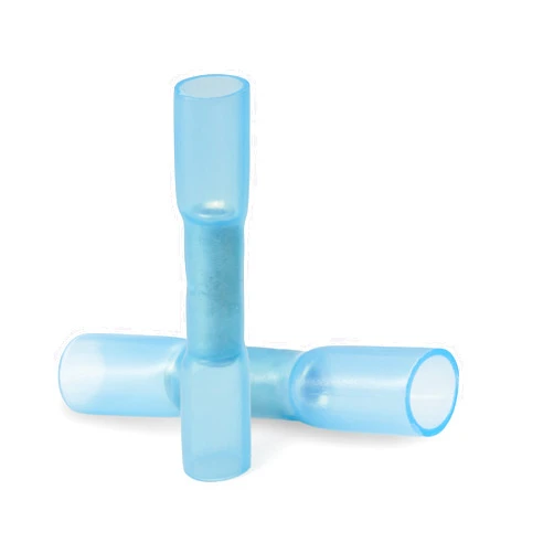 HNNUY Polyolefin Heat Shrink Butt Connector, 16-14 Gauge, Blue Waterproof Crimping Terminal - Bag of 25 PCS