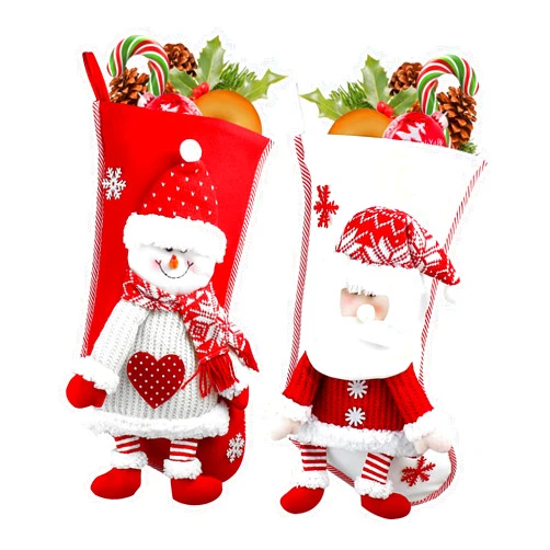 SENKENA White Personalized Christmas Stockings 2 Pack, White Stockings Christmas, Large Christmas Stockings, Red Christmas Stockings, Red and White Santa Claus Snowman Christmas Stockings.