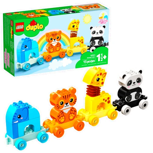 LEGO DUPLO My First Animal Train 10955 Pull-Along Toddlers’ Animal Toy with an Elephant, Tiger, Giraffe and Panda, New 2021 (15 Pieces)