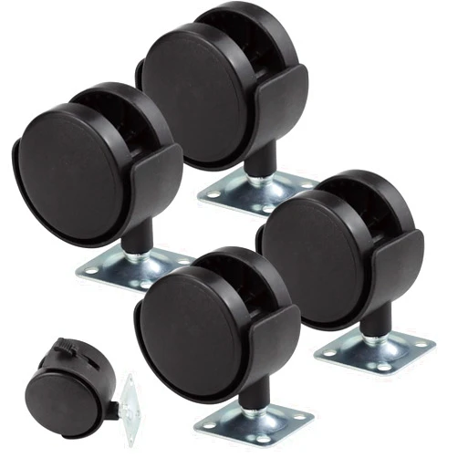 KUQQI 4 Pack 2 Inch Plastic Casters, Furniture Casters, Nylon Furniture Wheel Replacement, Nylon Plastic Swivel Plate Casters, Replacement Cart Casters Wheels with Brakes