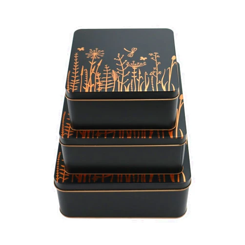 PHILPETY Decorative Storage Box Rural Tin Gift Box Tinplate Candy Cookie Jars Square Storage Containers with Lids for Chocolate Candy Tea Coffee Cosmetics Jewelry Photos Gift Case 3Pcs