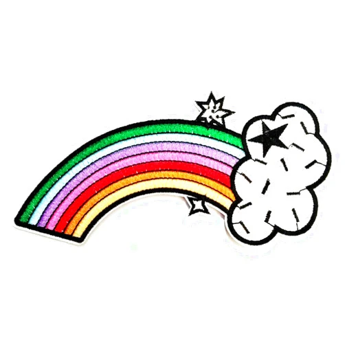 NiPitShop Size Big Cartoon Patch Nipitshop Patches Rainbow Cloud Star Cartoon Embroidered Applique Iron-on Patch for Jacket T Shirt Patch Sew Iron on Embroidered Symbol Badge Cloth Sign Costume