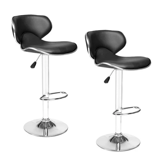 Ferty Black Bar Stools, Modern Adjustable Synthetic Leather Swivel Bar Stools Chairs, Set of 2 (US Stock) (Red)