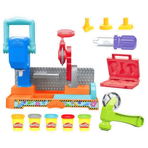Play-Doh Stamp & Saw Tool Bench Playset, Construction Toys for Boys & Girls 3 Years & Up, Kids Arts & Crafts