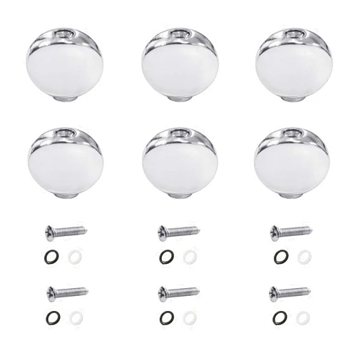 MAXCHEER 6PCS Small Oval Metal Guitar Tuning Pegs keys Tuners Machine Heads replacement Buttons knobs Handle (Chrome)