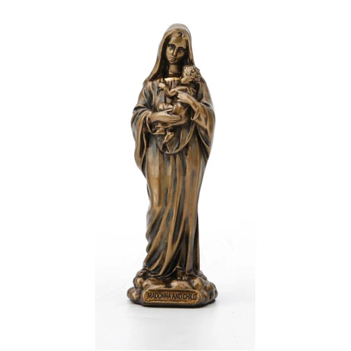 Veronese Design 3 3/8 Inch Madonna and Baby Jesus Virgin Mary Cast Resin Hand Painted Antique Bronze Finish Statue Home Decor