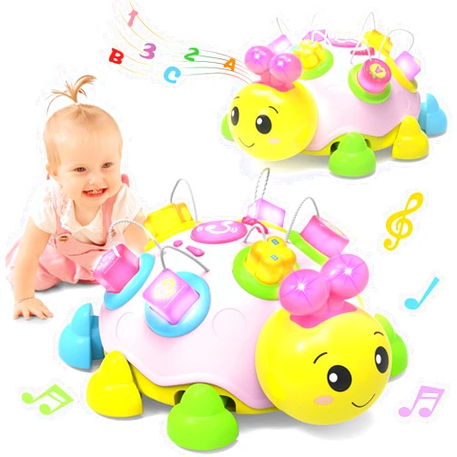 Holaxander Baby Musical Ladybug Crawling Toys,Baby Toys 6-12 Months with Light-up Music, Early Educational Learning Montessori Toys, Infant Gift Toys for 7 8 9 10 11 Months 1-2 Years Old Newborn Girls (Pink)