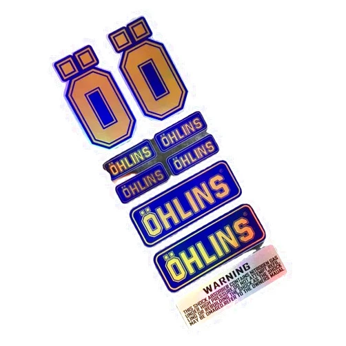 IFSSWIN NO.L093 OHLINS Moto Accessories Sticker Accessory Laser Rainbow Suspension Modification Decoration Motorcycle Waterproof Decal (Puprle)