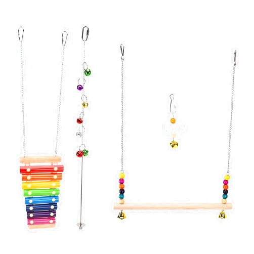 TANIQIACA 3PCS Chicken Toys for Coop Accessories, Chicken Xylophone Toy for Hens, Suspensible Wooden Chicken Toys for Hens Chicken Stand Toy, Chicken Vegetable Hanging Feeder