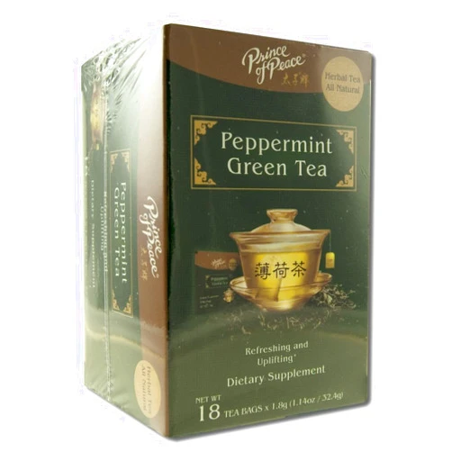 Prince of Peace Peppermint Green Tea, 18 Tea Bags – Herbal Tea Bags – Prince of Peace Tea – Peppermint Green Tea Bags – Support Digestion with Peppermint