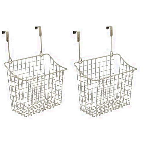 Spectrum Diversified Spectrum Grid Over The Cabinet Wire Storage Basket Large (Satin Nickel Powder Coat) - Organizer for Bathroom, Kitchen, Under Sink, Pantry, Hair Tools, & More (Pack of 2)