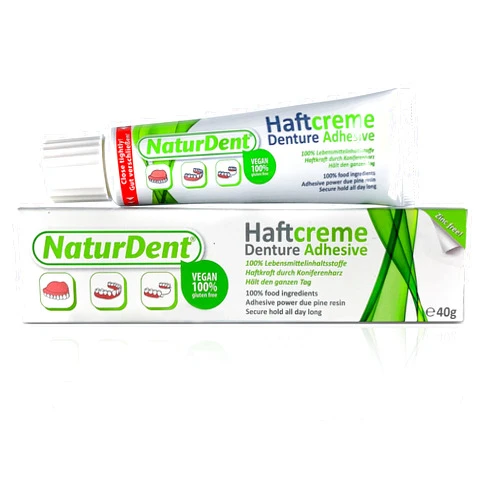 NaturDent Natural Strong Denture Adhesive NaturDent holds Dentures Longer and Stronger No Zinc No Petrochemical No Paraben No Yucky Taste